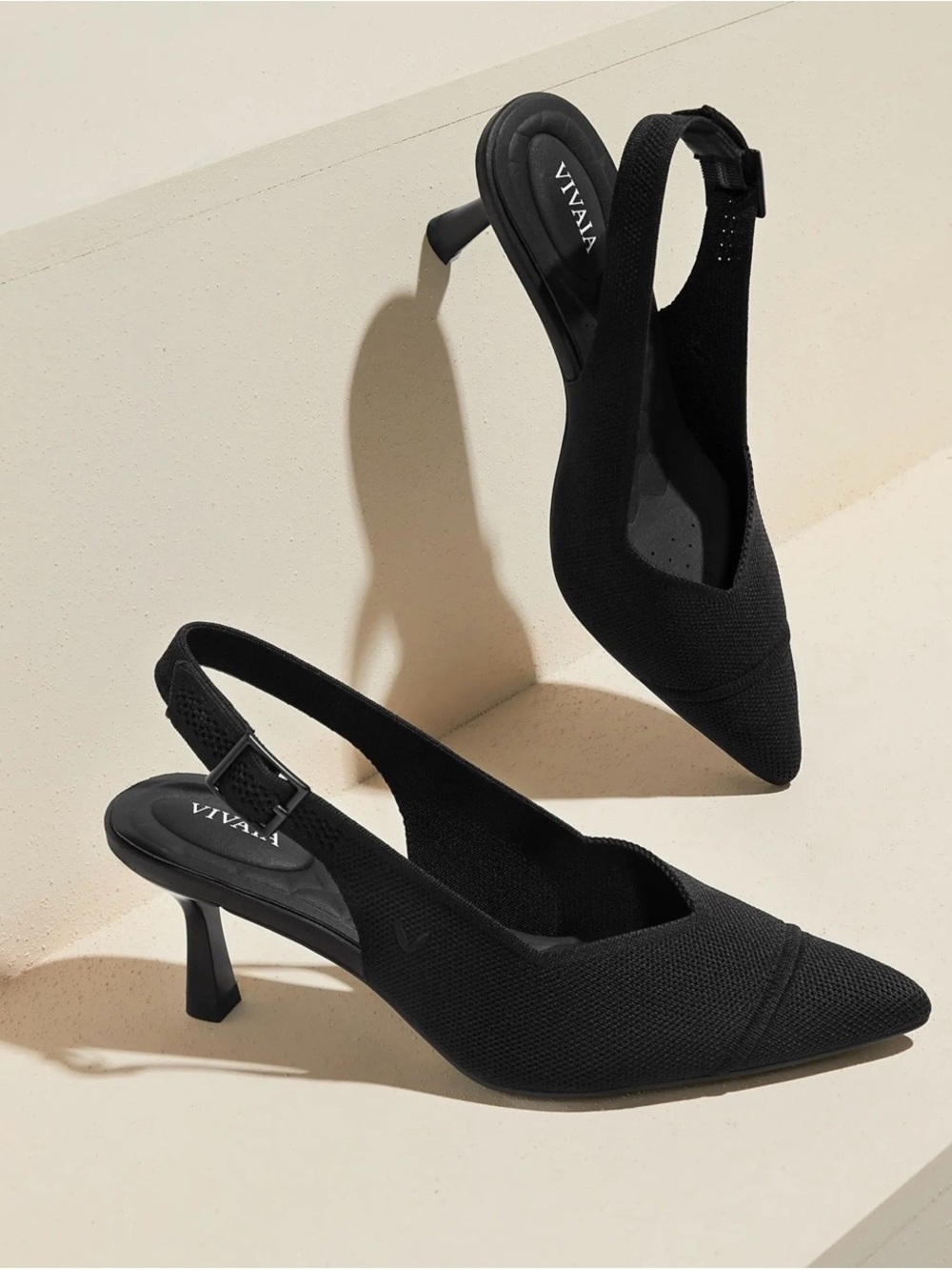 VIVAIA Addison Black Pointed Toe Slingback Heels Size 11/43